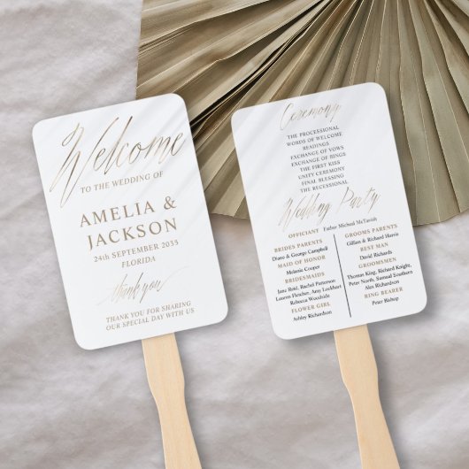 Minimale Gold- und White-Wedding Zeremonie Fächer