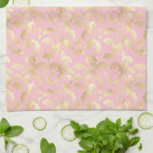Minimale Goldblattmuster auf weichem rosa Hintergr Geschirrtuch (Gefaltet)