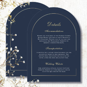 Minimale Goldene Bogen Navy Weiße Schrift Detail H Einladung