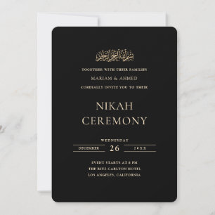 Minimale goldene formelle Schrift schwarze Nikah-Z Einladung