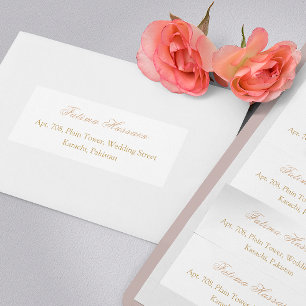 Minimale goldene stilvolle Kalligrafie-Hochzeitsad Adressaufkleber