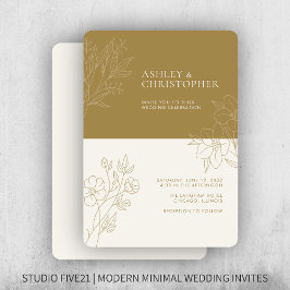 Minimale Goldfoliage-Kontur Einladung