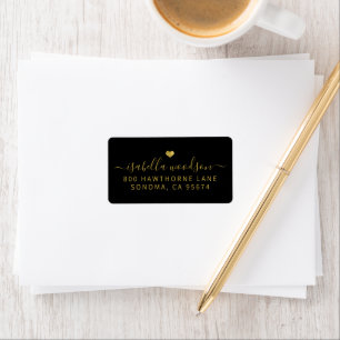 Minimale Goldherz-Schrift-Signatur-Name  Adressaufkleber