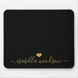 Minimale Goldherz-Schrift-Signatur-Name Mousepad