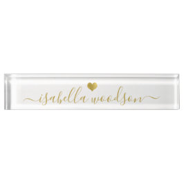 Minimale Goldherz-Schrift-Signatur-Name Namensplakette