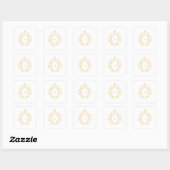 Minimale Goldmonogramm Quadratischer Aufkleber (Blatt)