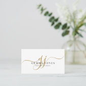 Minimale Goldschrift-Monogramm Notar Visitenkarte (Stehend Vorderseite)