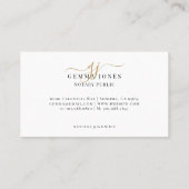 Minimale Goldschrift-Monogramm Notar Visitenkarte (Rückseite)