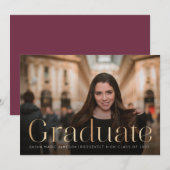 Minimale Graduate Landscape Foto Imitate Gold Einladung (Vorne/Hinten)