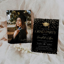 Minimale Graduierungsparty mit Foto Einladung