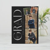 Minimale Graduierungsparty mit Foto Einladung (Stehend Vorderseite)