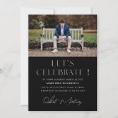 Minimale Graduierungsparty mit Foto Einladung (Rückseite)