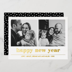 Minimale Grafik   Frohes Neujahr Collage 2 Foto   Folieneinladung