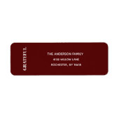 Minimale GRATEFUL | Deep Red Holiday-Adresseletike (Vorne)