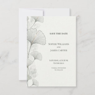 Minimale graue Ginkgo-Hochzeit - Termin vormerken Save The Date