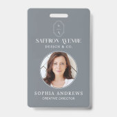 Minimale graue ID für Monogramm-Logo und Foto Ausweis (Vorderseite)