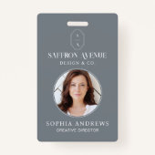 Minimale graue ID für Monogramm-Logo und Foto Ausweis (Vorderseite)