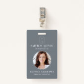 Minimale graue ID für Monogramm-Logo und Foto Ausweis (Vorderseite mit Klammer)