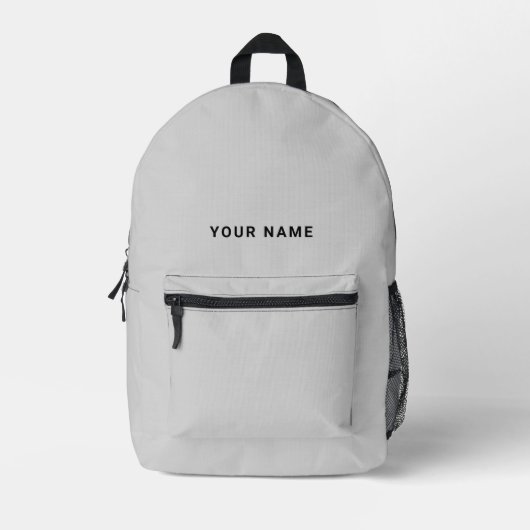 Minimale graue Rucksack mit individuellem Namen (Vorderseite)