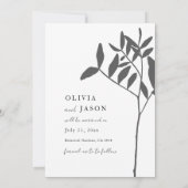 Minimale graue und weiße Foto-Botanik-Save-the-Dat Save The Date (Rückseite)