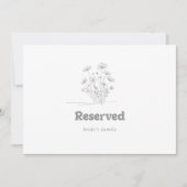 Minimale graue Wildblumen-Hochzeits-Reserviert-Sch (Vorderseite)