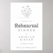 Minimale graue Wildblumen-Probe-Dinner-Willkommen Poster (Vorne)