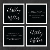 Minimale Grenzkohle + weiß | Quadratische Visitenkarte