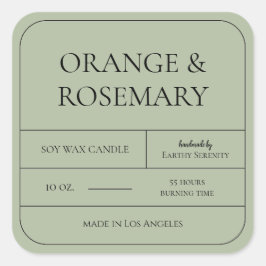 Minimale Größe Grün Kerzenverpackung Etikett Quadratischer Aufkleber