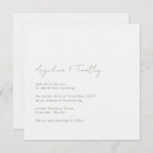 Minimale Größe Grün Moderne Elegante Hochzeit Einladung (Vorne/Hinten)