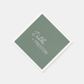 Minimale Größe Grün Moderne Hochzeit Serviette (Ecke)