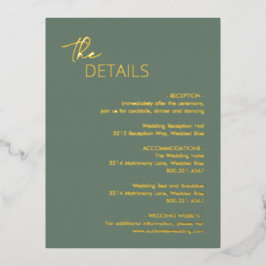 Minimale Größe Grün moderne Hochzeitsfolie Folie Einladungspostkarte