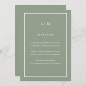 Minimale Größe Grün Monogram Einfache Elegante Hoc Einladung (Vorne/Hinten)