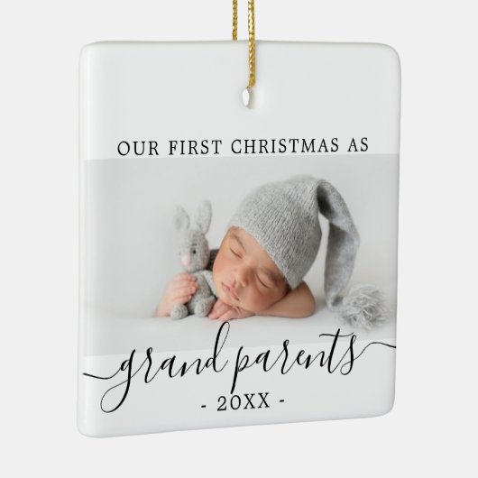 Minimale Großeltern Weihnachten zuerst mit Foto Keramikornament (Rechts)