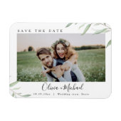 Minimale Grün Foto Hochzeit speichern das Datum Magnet (Horizontal)
