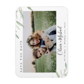 Minimale Grün Foto Hochzeit speichern das Datum Magnet (Vertikal)