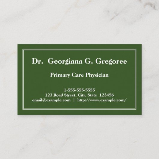 Minimale Grundversorgung-Arzt-Visitenkarte Visitenkarte (Vorderseite)