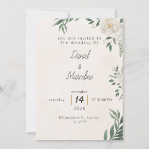 Minimale grüne botanische Hochzeitseinladung Einladung