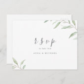 Minimale grüne botanische rustikale Hochzeit RSVP Einladungspostkarte (Vorne/Hinten)