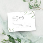 Minimale grüne botanische rustikale Hochzeit RSVP Karte