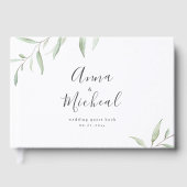 Minimale Grüne einfache kalligraphische Hochzeit Gästebuch (Vorderseite)