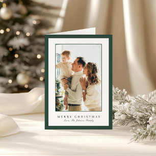 Minimale grüne Umrandung Foto Elegantes Weihnachte Feiertagskarte