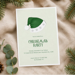 Minimale grüne Weihnachtsmannmütze Weihnachtsfeier Einladung