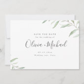 Minimale Grünflächen, einfache Kalligraphie Save t The Date (Vorderseite)