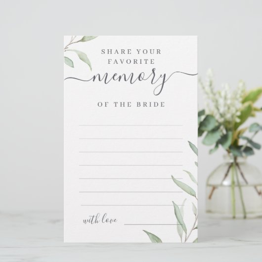 Minimale Grünflächen teilen sich ein Memory Brautp (Stehend Vorderseite)