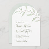 Minimale Grünkalligraphie Rustikale Salbei Hochzei Einladung (Vorne/Hinten)