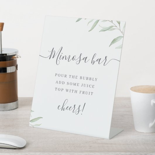 Minimale Grünschrift rustikale Mimosa Bar Sockelschild (In SItu)