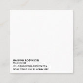 Minimale Hallo in Handschrift Skript Schwarz auf W Quadratische Visitenkarte (Rückseite)