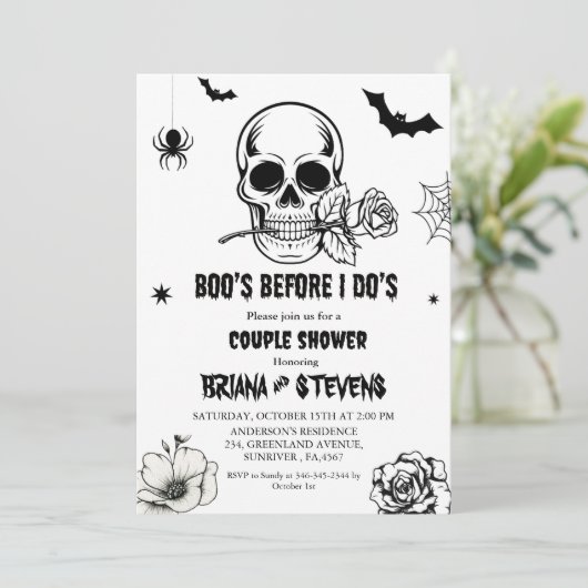 Minimale Halloween Boos bevor ich Dos Couple Showe Einladung (Stehend Vorderseite)
