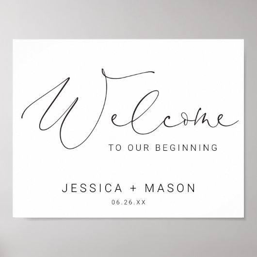 Minimale Hand Hochzeit Begrüßungspapier Poster (Vorne)