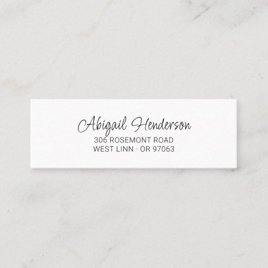 Minimale Handgeschriebene 10a | Mini-Visitenkarte Mini Visitenkarte (Vorderseite)